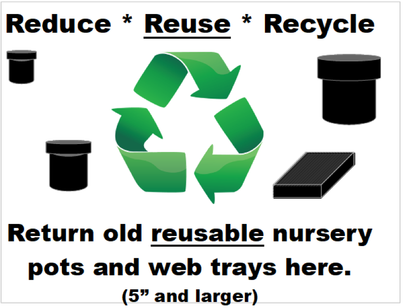 Reduce, reuse, recycle: return old nursery pots and trays here